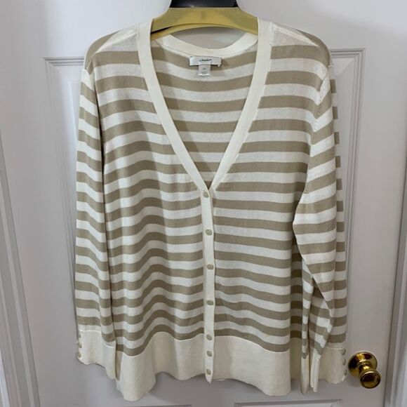 CJ Banks size 3XL button up striped cardigan NWOT - Picture 1 of 7
